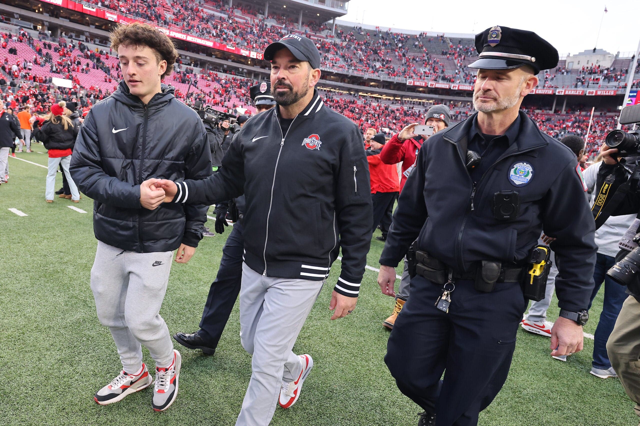 A former Ohio State football coach is trying to land Ryan Day’s son as a college recruit at his new Big Ten home