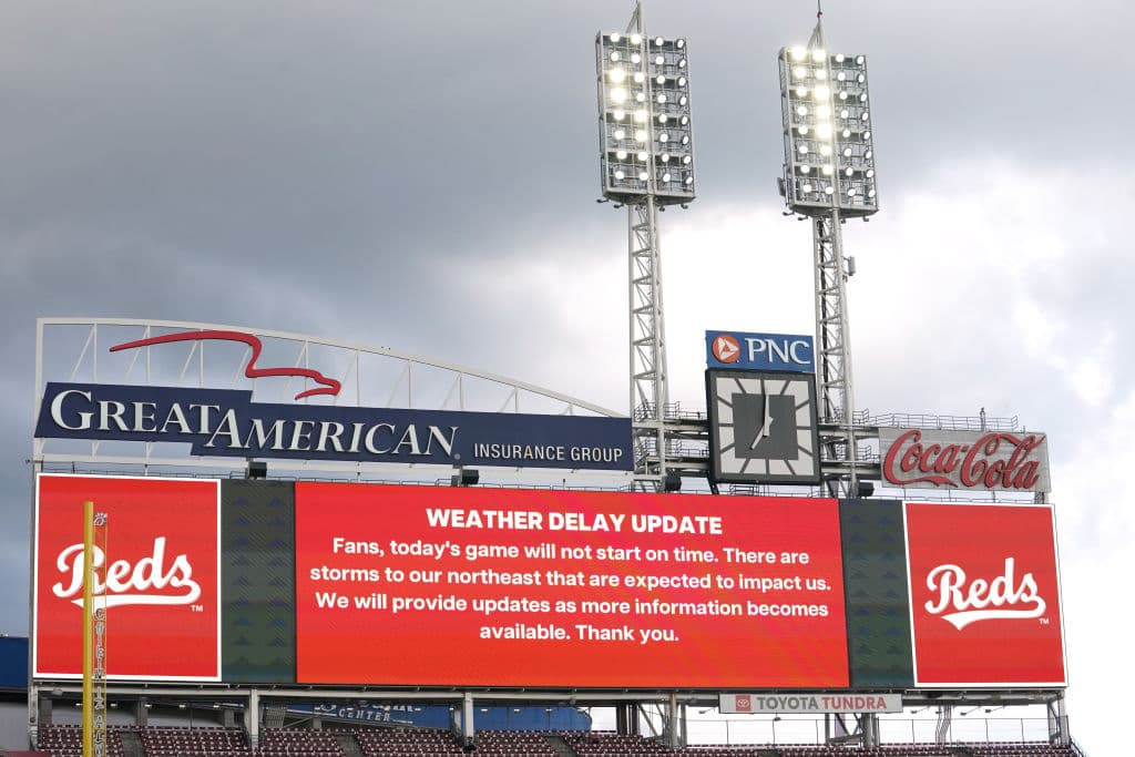Pittsburgh Pirates vs. Cincinnati Reds game delayed due to rain Saturday 8/1/26