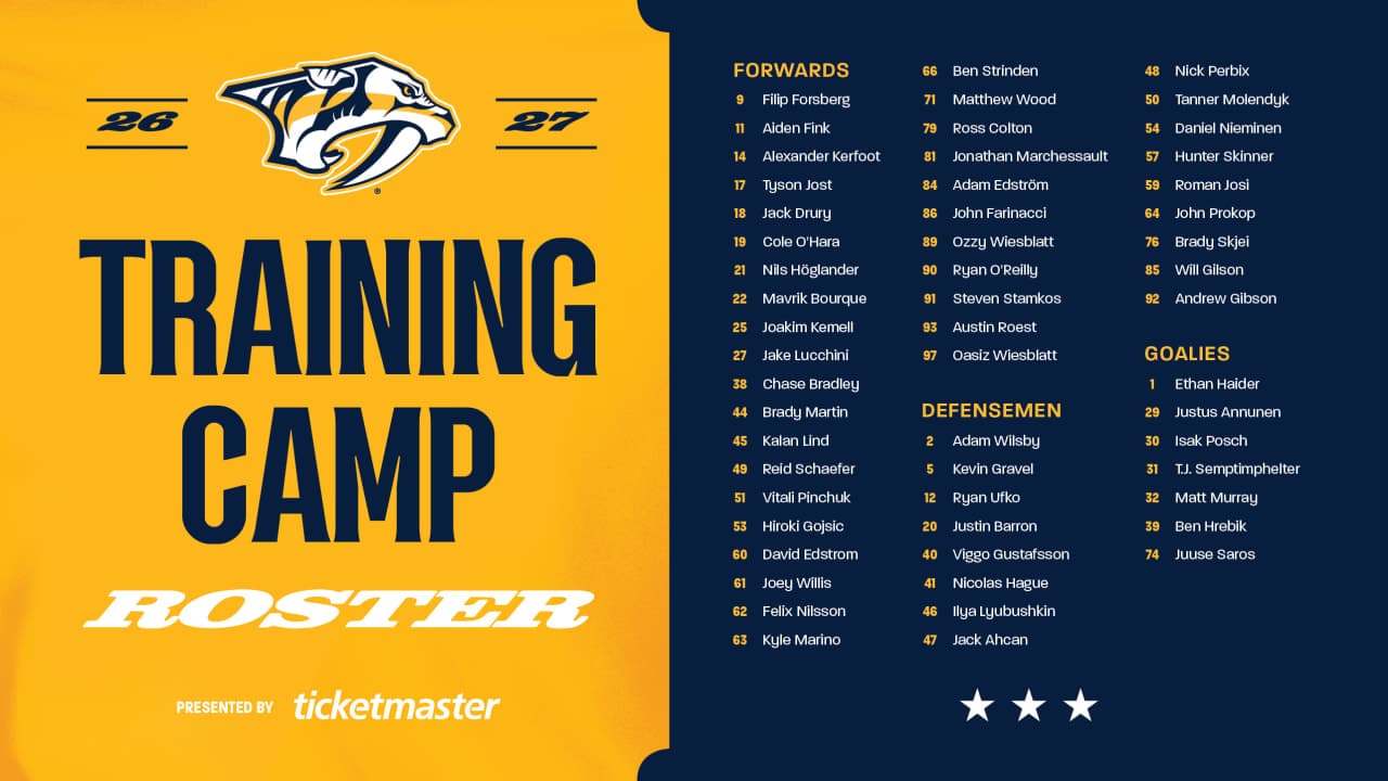 Predators 2026 Training Camp Presented by Ticketmaster Opens Wednesday, Sept. 16 | Nashville Predators