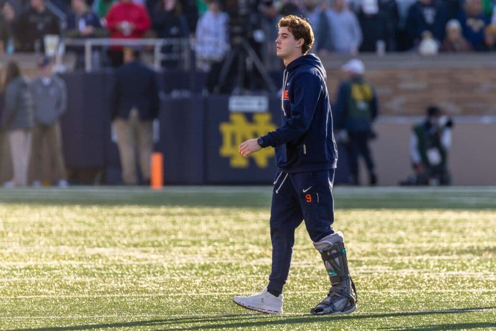 Steve Angeli's Slight Limp at Pro Day Shows Syracuse's 2026 Season Is Still in Limbo